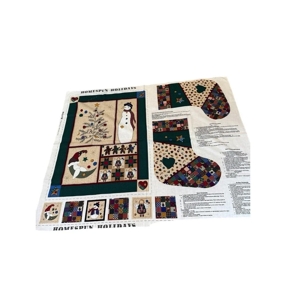 Cranston Homespun Holidays Christmas Cut Sew Fabric Panel Stockings Quilt